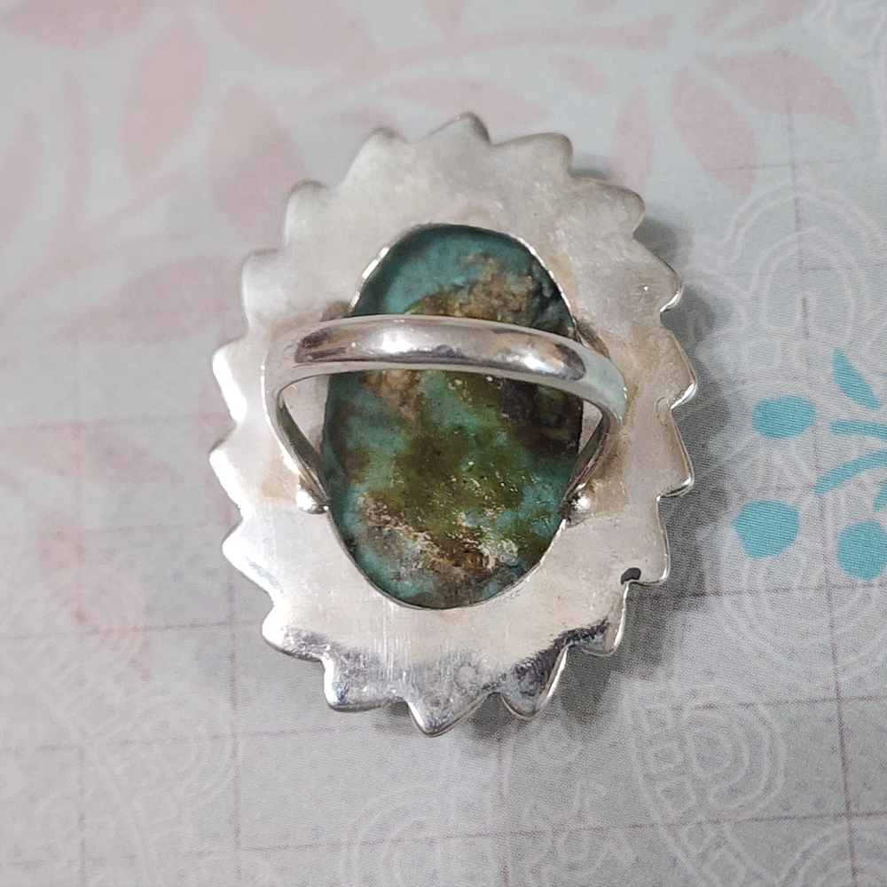 Turquoise and Sterling Southwestern Women's Ring - Picture 4 of 6